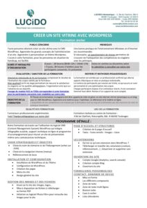Creer un site vitrine avec WordPress formation atelier pdf